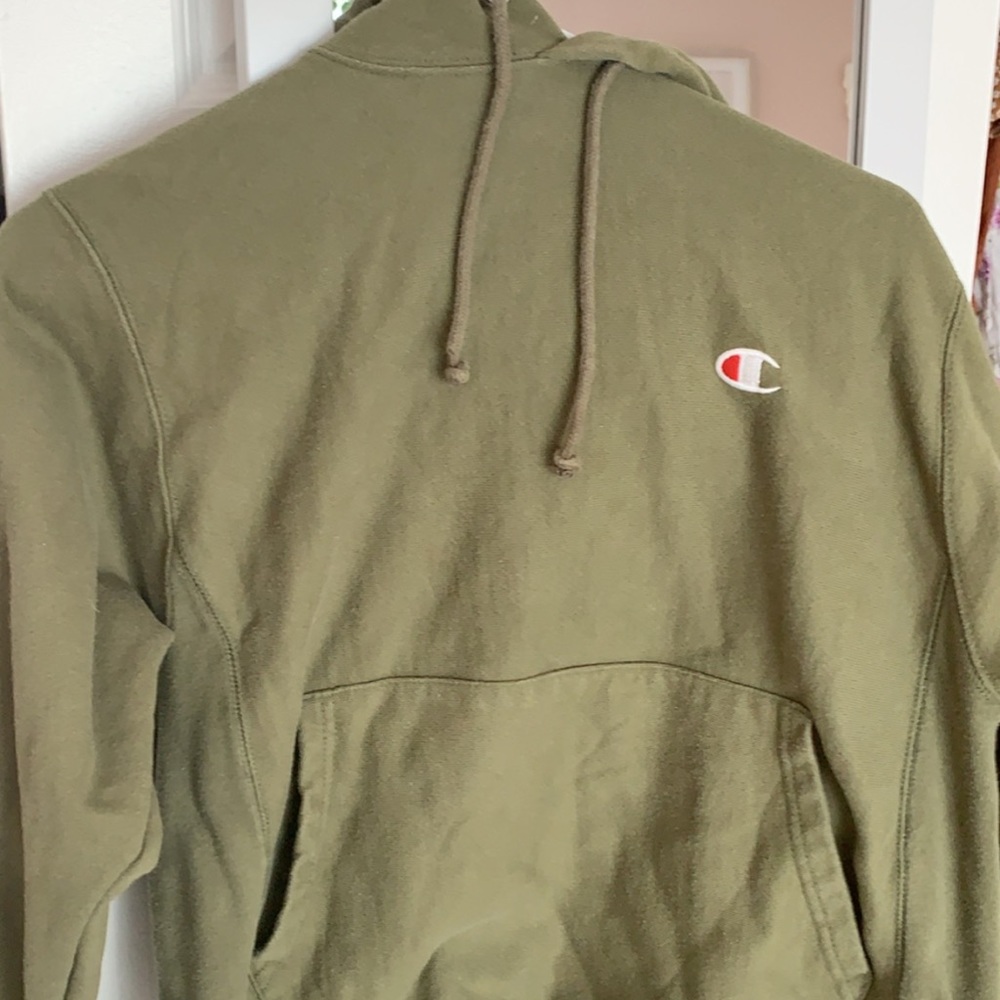 olive green champion hoodie